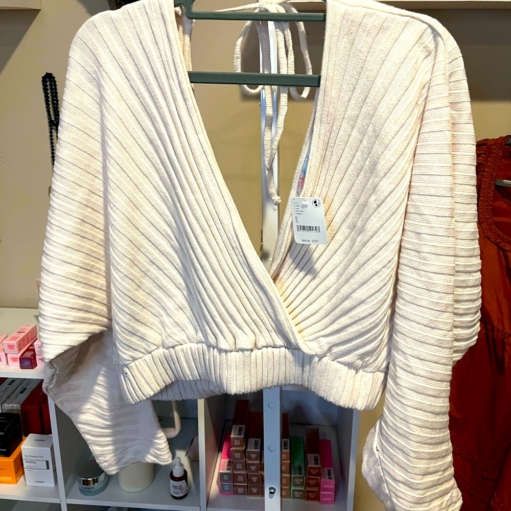NWT Small Free People Beach Delray Pullover Sweater in Cream - Picture 7 of 9